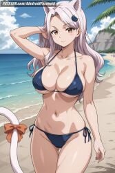 ai_generated aindroidparanoid ass beach big_breasts bikini blush breasts busty cameltoe carla_(fairy_tail) cat_ears cat_girl cat_tail catgirl curvy cute fairy_tail female female_only hips huge_breasts long_hair nipples stable_diffusion taller_girl voluptuous white_hair