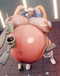 3d cghonk female huge_belly huge_breasts overweight rainbow_mika solo tagme thick_thighs