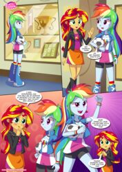 2girls boots comic comic_page english_text equestria_girls equestria_untamed female female_only human_female human_only humanized multiple_girls my_little_pony no_sex physical_education rainbow_dash_(eg) rainbow_dash_(mlp) smooth_skin speech_bubble sunset_shimmer