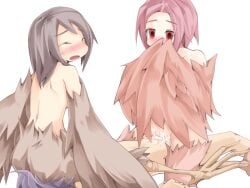 1boy 2girls bird_legs blush bmp-to-png_conversion brown_feathers brown_hair brown_wings censored closed_eyes completely_nude cowgirl_position feathered_wings feathers harpy long_hair luka_(mon-musu_quest!) mon-musu_quest! monster_girl mosaic_censoring multiple_girls non-web_source nude open_mouth pii_(mon-musu_quest!) pina_(mon-musu_quest!) pink_hair purple_hair red_eyes red_feathers red_wings reverse_spitroast sex sitting_on_face straddling straight transparent_background winged_arms wings