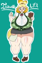 animal_crossing curvy desgardes huge_breasts isabelle_(animal_crossing) nintendo thick_thighs