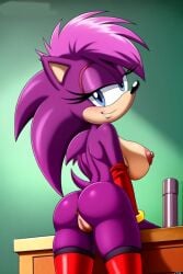 ai_generated ass big_breasts breasts hips magenta_fur mobians mobians.ai pink_hair pussy shiny_skin sonia_the_hedgehog sonic_(series) sonic_the_hedgehog_(series) sonic_underground thighs