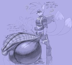 2boys aged_up anthro ass balls balls_bigger_than_head big_ass big_butt big_penis bulge duo erection erection_under_clothes expansion fully_clothed gigantic_balls growth huge_balls huge_bulge huge_cock hyper hyper_balls hyper_bulge hyper_genitalia hyper_penis hyper_testicles male male_focus male_only massive_balls massive_penis monochrome penis penis_expansion sega small_but_hung snao sonic_(series) sonic_the_hedgehog_(series) tails tails_the_fox testicles underwear