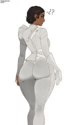 bubble_ass bubble_butt dark-skinned_female dark_skin epic_games fortnite fortnite:_battle_royale fully_clothed fully_clothed_female lilatole looking_at_viewer mask masked masked_female nisha_(fortnite) perfect_body solid_color_background solo striker_ar_clears_the_nemesis_ar thick_thighs thighs