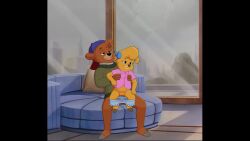 1boy 1girls animated anthro baseball_cap brown_fur cub cum cum_in_pussy cum_inside cum_leaking cum_leaking_out_of_pussy cum_on_penis disney female full_nelson furry furry_female kit_cloudkicker male molly_cunningham mp4 pleasure_face ribbon sfan sitting sound talespin vaginal_penetration video yellow_fur