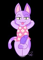 1boy 2015 animal_crossing anthro balls bob_(animal_crossing) cat crossdressing crossdressing_male feline femboy fur male male_anthro mammal nintendo penis psyredtails solo tongue tongue_out