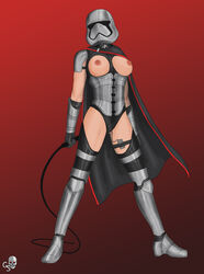 armored breasts captain_phasma clothed female female_only female_stormtrooper gray_skull human large_breasts solo star_wars stormtrooper the_force_awakens whip