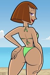 ass beach big_ass big_butt bikini bottom_heavy bubble_butt color danny_phantom dlt female female_only human looking_at_viewer looking_back madeline_fenton milf pervert pointy_chin solo swimsuit thick_ass thick_thighs