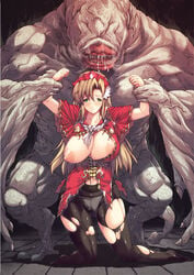 2009 bottomless breasts capcom character_request defeat defeated defeated_heroine erect_sawaru flying_wyvern green_eyes huge_breasts hunter_(monster_hunter) imminent_rape imminent_sex khezu large_breasts monster monster_hunter nipple_slip nipples panties pantyhose pantyshot rape torn_clothes torn_pantyhose underwear white_panties