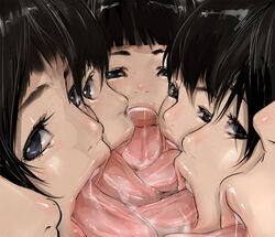 close-up female lips multiple_girls ohigetan open_mouth original saliva straight_hair tongue wide_open_mouth yuri