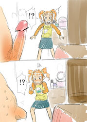 censored flaccid hungry idolmaster penis raglan_sleeves rice takatsuki_yayoi tied_hair twintails urajirou