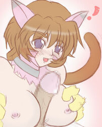 .hack//roots animal_ears blush breasts brown_hair cat_ears censored cute_fang female hack male nekomimi paizuri penis purple_eyes sex short_hair straight tabby tail