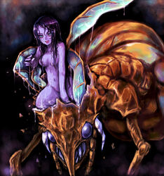 big_breasts hatching insects kara_(color) nude nude_female purple_skin romancing_saga romancing_saga_2 saga wings