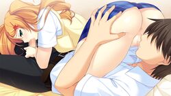 10s 2012 2d ayase_hazuki bed candysoft censored fellatio game_cg green_eyes hair kamidere long_hair oral orange_hair penis pussy seifuku skirt tagme tokunaga_hoshino