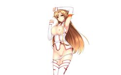 aincrad breasts dean knights_of_the_blood nipples orange_eyes orange_hair panties photoshop pussy sword_art_online thighhighs uncensored underwear white_background yuuki_asuna