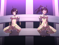 araragi_karen araragi_tsukihi arms_behind_back artist_request bakemonogatari barefoot bikini bondage breasts female female_only femsub human monogatari_(series) multiple_subs spread_legs swimsuit