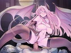 blood censored demon erect_nipples horns jajala jpeg_artifacts original penis pointy_ears pussy sex tail thighhighs wings