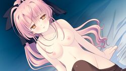 blush breasts brown_eyes game_cg long_hair navel nipples nishimata_aoi pink_hair tsuki_ni_yorisou_otome_no_sahou yanagase_minato