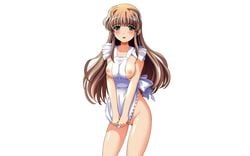 breasts kashiwara_sarina katakura_shinji kira_kira naked_apron nipples photoshop pussy white_background