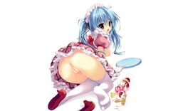 anus ass blue_hair maid nipples photoshop pussy shiramori_yuse thighhighs uncensored white_background