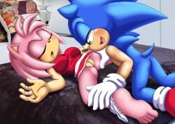 1boy 1girls amy_rose anthro ass barefoot bbmbbf blush closed_eyes feet female male male/female mobian_(species) mobius_unleashed open_mouth palcomix pussy sega sleeping sonic_(series) sonic_the_hedgehog sonic_the_hedgehog_(series) tongue