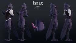 animal_genitalia animal_penis anthro avian avian_feet beak bird black_body bottomless bottomless_anthro bottomless_male bow_tie character_name clothed clothing container corvid corvus_(genus) crow cup digital_media_(artwork) english_text erection feathers featureless_crotch feet fingers genitals hi_res holding_container holding_cup holding_object isaac_(ruaidri) looking_at_viewer looking_back male model_sheet nude oscine passerine penis rear_view ruaidri simple_background smile solo standing stated_height stated_pansexuality stated_sexuality stated_species tail tail_feathers text topwear waiter_suit