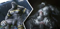 2025 abs anal anal_sex anthro anthro_penetrated ball balls barazoku biceps black_clothing black_knee_pads black_shrug black_topwear canid canine canine_demon chest_markings clothing demon duo equid equine footwear fur genitals goo_creature grey_body grey_clothing grey_footwear grey_hair grey_skin grey_socks hair hi_res horse hybrid internal male male_penetrated mammal markings o_(takahirosi) obliques pecs penetration penile penile_penetration penis_in_ass penis_in_mouth red_body red_fur shrug_(clothing) soccer soccer_ball soccer_jersey socks sport stadium symbiote takahirosi teal_body teal_fur text topwear url white_body white_fur