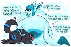 2d ambiguous_gender anus ass ass_bigger_than_head big_anus big_ass black_body blue_body eating_ass eeveelution face_in_ass fat_ass furry furry_only glaceon huge_anus huge_ass iamapoliceman musk musky musky_ass naked nonhuman nude pokemon pokemon_(species) rimming shiny_pokemon simple_background sitting sweat sweaty sweaty_ass sweaty_body tagme tail text text_box thick_thighs tongue tongue_stuck umbreon