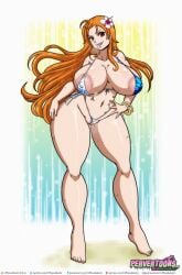1girls areolae ass big_ass big_breasts big_butt bikini bikini_bottom bikini_top breasts clothing female female_only large_ass large_breasts light-skinned_female light_skin long_hair nami_(one_piece) one_piece one_piece_film_z orange-haired_female orange_hair post-timeskip rainbow_bikini riffsandskulls smile thick_thighs thighs thong wide_hips