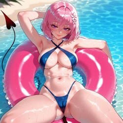 1girls afloat ai_generated arm_behind_head arm_up armpits ass_visible_through_thighs balecxi bare_shoulders beach bikini blue_bikini blush bob_cut breasts cameltoe cleavage closed_mouth clothing criss-cross_halter curvaceous curvaceous_female curvaceous_figure curvy curvy_figure demon_tail demon_tailinviting exhibitionism female female_focus flower from_above hair_between_eyes hair_flower hair_ornament halterneck highleg highleg_bikini innertube inviting_to_sex large_breasts lips looking_at_viewer lying momo_velia_deviluke naughty_face navel ocean on_back outdoors partially_submerged pink_hair pink_lips presenting presenting_armpit presenting_ass presenting_breasts presenting_hindquarters presenting_pussy presenting_self purple_eyes sand seductive seductive_look seductive_smile shiny_skin short_hair skindentation smile solo spread_legs stomach swim_ring swimsuit tail thick_thighs thighs to_love-ru voluptuous voluptuous_female water wet wet_hair white_flower