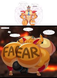 balls bobthetanuki dialogue extrasizedbob five_nights_at_freddy's five_nights_at_freddy's:_security_breach fnaf furry furry_only glamrock_freddy_(fnaf) hyper hyper_ass hyper_balls hyper_genitalia hyper_pecs hyper_penis hyper_testicles male nipples pecs penis solo testicles