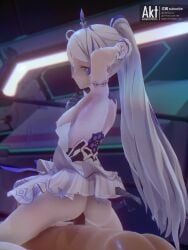 1boy1girl 3d 3d_(artwork) 3d_animation akt animated arm_up armpit armpits bare_ass cowgirl_position female_on_top honkai_impact kiana_kaslana lesbian_conversion lesbian_gets_dicked reverse_cowgirl_position riding riding_penis skirt skirt_lift sound tagme video