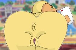absurd_res animal_crossing anthro anus ass bent_over canid canine female goldie_(animal_crossing) hi_res humanoid lego mail mailbox mammal metateen nintendo solo spread_anus spreading vaginal_penetration villager_(animal_crossing)