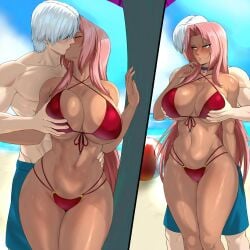 1boy1girl ai_generated crossover dante_(devil_may_cry) dark-skinned_male devil_may_cry ingrid_(taimanin_asagi) taimanin_asagi