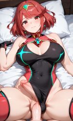 ai ai_generated big_breasts futanari gem_on_forehead getting_fucked pyra pyra_(xenoblade) red_eyes red_hair