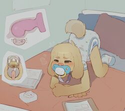 1boy 2025 blush chastity_cage cub diaper dildo_in_ass pleasure_face prostate_stimulation sex_toy small_penis unknown_artist vibrator_in_ass