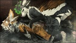 3d_(artwork) absurd_res anal anal_sex animal_genitalia animal_penis anthro anthro_on_anthro anthro_penetrated anthro_penetrating anthro_penetrating_anthro anthro_penetrating_male ass backstreet black_body black_border black_fur blender_(artwork) bodily_fluids body_writing border cum cum_drip cum_in_ass cum_inside cum_on_face degradation degradation_kink degradation_text deuzear digital_media_(artwork) dirty dripping duo ejaculation erection from_behind_position fur genital_fluids genitals hair hi_res leaking_cum lill_esp looking_pleasured lying_on_ground male male/male male_penetrated male_penetrating male_penetrating_anthro male_penetrating_male nude on_ground orange_body orange_fur penetration penile penile_penetration penis penis_in_ass public public_use sex simple_background smile tail text tongue writing_on_butt