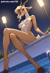 1girls ai_generated ass ass_focus dripping feet female female_only fiff from_bottom_to_top furry furry_female furry_only gazelle gazelle_(zootopia) highres medium_breasts naked nude pov presenting presenting_pussy pussy showing_off showing_pussy smiling solo stretching_anus sweat tail zootopia zootopia_2 zootropolis