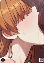 1boy 1girls ai_generated asuka_langley_sohryu ball_sucking ball_worship dark-skinned_male dark_skin hair_covering_eyes interracial licking_balls licking_testicle lustalch neon_genesis_evangelion nipples nude oral oral_sex shower_head shower_sex tagme video