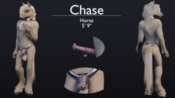 animal_genitalia animal_penis anthro ass balls bedroom_eyes big_penis_in_chastity character_name chase_(ruaidri) chastity_cage chastity_cage_only chastity_device chastity_device_only digital_media_(artwork) english_text equid equine equine_genitalia equine_penis erection fingers flaccid fur genitals hair half-closed_eyes hi_res hooves horse looking_at_viewer male male_only mammal model_sheet narrowed_eyes nude penis rear_view ruaidri seductive simple_background smile solo standing stated_height stated_penis_size stated_species submissive submissive_male tail text wearing_chastity_cage wearing_chastity_device
