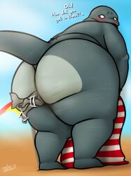 2025 accidental_vore anal anal_vore anthro anthro_pred anthro_prey baleen_whale beach blush carpet cetacean duo female female_pred fish grey_body grey_tail hi_res male male_prey mammal marine oystercatcher7 shark shark_tail tail vore whale