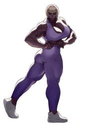 2026 2d_(artwork) bylgbryda countershading final_fantasy_xiv footwear humanoid muscular_arms muscular_female nose_ring pants roegadyn shadow shoes sotcho sportswear sweatpants topwear white-haired_female white_background