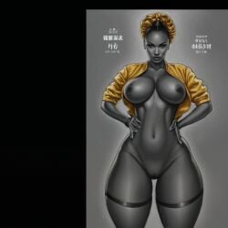 african_female ai_generated atomic_heart badly_cropped ballerina black_body black_eyes blonde_hair grey_body grey_skin robot robot_girl twins video_games