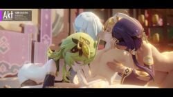 1boy 3d 3d_(artwork) 3d_animation 3girls aether_(genshin_impact) akt animated blowjob candace_(genshin_impact) collei_(genshin_impact) faruzan_(genshin_impact) fellatio_gesture foursome genshin_impact group_sex kissing multiple_girls oral sound tagme video