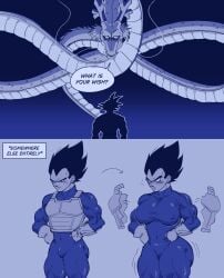big_breasts dokeshin dragon_ball dragon_ball_z gay genderswap male male_only muscular muscular_male rule_63 shenlong son_goku vegeta wish wish_fulfillment