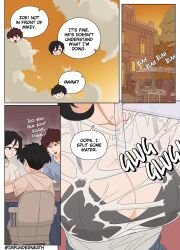 1girls black_bra comic disguise ellie_skinsuit english_text female impersonation imposter impunderneath original original_character page_7 possessed possession see-through see-through_clothing story wet_clothes