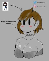 1girls 2022 blush brown_hair clothed clothing english_text female female_only genderswap_(mtf) original_character reference_image rule_63 sambiix tagme text