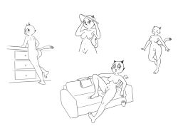 2026 3_toes 4_fingers anthro areola arms_bent ass bedroom_eyes bent_leg beverage big_butt big_eyes big_iris biped black_and_white blep book breasts closed_eyes closed_smile clothing coffee_mug collarbone container counter crotch_tuft cup digital_drawing_(artwork) digital_media_(artwork) dipstick_tail domestic_cat drawer ears_through_headwear erect_nipples eyebrows eyelashes eyeshadow feet felid feline felis female fingers freckled_face freckles fur fur_tuft furniture genitals glistening glistening_areola glistening_eyelids glistening_eyes grey_areola grey_eyeshadow grey_nipples grey_tongue half-closed_eyes hat hat_only head_turned headgear headgear_only headwear headwear_only hi_res holding_book holding_object humanoid_feet humanoid_hands innie_vulva iris long_eyelashes looking_at_viewer looking_back looking_back_at_viewer lounging makeup mammal markings mature_anthro mature_female medium_breasts monochrome mostly_nude mostly_nude_anthro mostly_nude_female mother_puss motion_lines motion_outline mouth_closed mug narrowed_eyes navel nipples nude nude_anthro nude_female on_one_leg on_sofa open_book open_mouth open_smile plantigrade pointy_ears prick_ears randomdudefellow seductive smile smiling_at_viewer sofa solo standing straight_leg sun_hat sun_hat_only tail tail_markings the_complex_adventures_of_eddie_puss thick_thighs three-quarter_view toes tongue tongue_out tuft vulva whiskers wide_hipped_anthro wide_hipped_female wide_hips