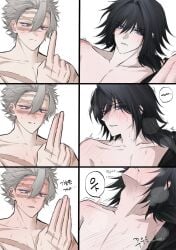 1_finger_fingering 2_finger_fingering 3_finger_fingering anal_fingering blush kimetsu_no_yaiba male/male meme_porn sanegiyuu sanemi_shinazugawa tagme tomioka_giyuu