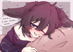 1boy 1femboy cute cute_expression cute_eyes cute_face cute_male femboy heart_symbol pillow sleep tired tired_expression tired_eyes tired_look